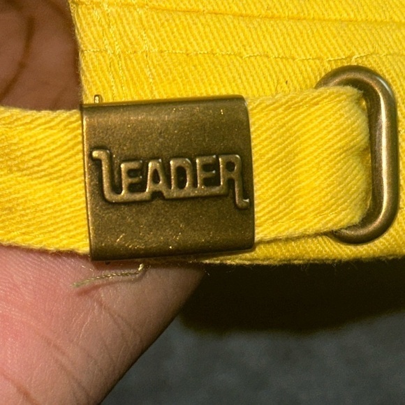 Leader Loga Y2K Rhinestone Bling Fleur De Lis Distressed Cap Hat Grunge Yellow - Picture 4 of 5